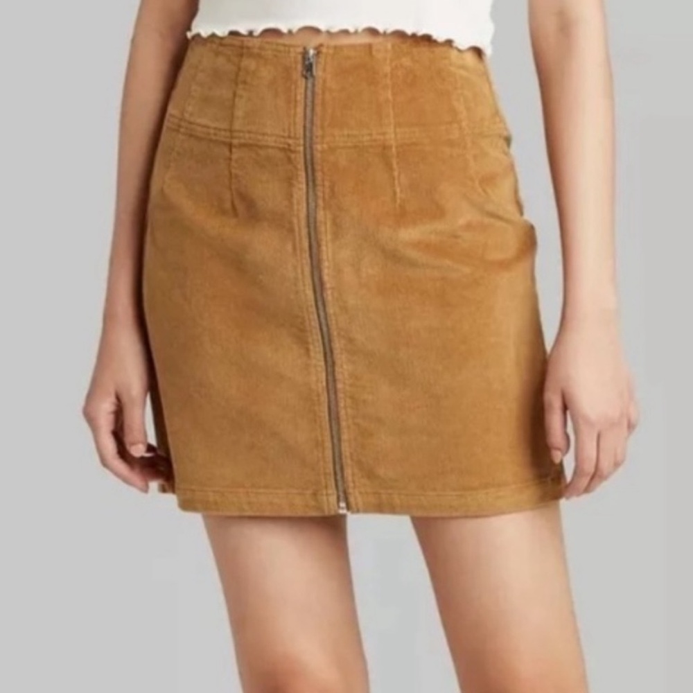 Jolt Camel Corduroy Zip Skirt